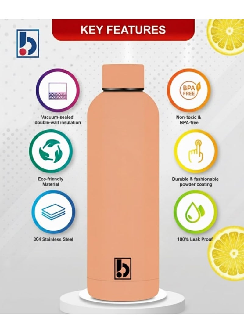 Water Bottle Stainless Steel, Drinking Thermos Double Wall Insulated Water Bottles for Hot and Cold Water Kids School Hydro Flask Water Bottle for Gym Office Water Bottle (Flora Pink) - Image 2